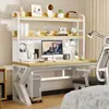 Mesa de Computador Mesa de Estudo Mesa de Escritório Conjunto Completo com Mesa e Cadeira Painel Perfurado Mesa Gamer Estante de Chão