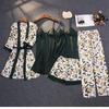 Conjunto de cinco peças de pijamas sensuais com bojo, pijamas de seda sintética com bojo, roupas femininas transfronteiriças em estoque no atacado