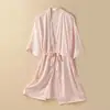 Pijama para Mujer, Bata de Noche de Alta Gama, Bata de Baño para Primavera y Otoño, Ropa Exterior de Seda de Hielo con Tirantes, Ropa de Casa Sexy Delgada de Verano