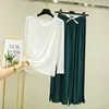 Traje de Casa de Modal para Mujer Primavera y Verano Delgado de Manga Larga Pijama Talla Grande Pantalones Casuales Sueltos Conjunto de Dos Piezas