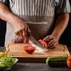 Cuchillo curvo pequeño de forja con patrón de martillo, cuchillo de hueso para uso doméstico, cuchillo de carnicero para cortar carne al aire libre, cuchillo de cocina para cortar pescado