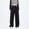 Jeans Feminino Reto Outono Novo Tamanho Grande Cintura Alta Calça Wide Leg Solta Feminina Calça Jeans Feminina Emagrecedora Feminina