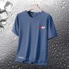 Camiseta de manga corta de seda helada de marca de moda de verano 2025 para hombre, camiseta de media manga con cuello redondo, ropa holgada para hombre.
