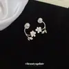 Pendientes de Flor y Hoja de Circonita con Aguja de Plata Estilo Francés Frescos Dulces Delicados Pendientes Versátiles Pendientes de Lujo Ligero de Alta Gama para Mujer