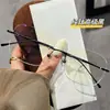 Gafas Sin Montura de Titanio Puro Ultraligeras del Mismo Estilo de Zhao Lusi y Xu Yan para Mujeres con Miopía, Se Pueden Personalizar con Lentes Graduados, Aspecto de Alta Gama Sin Maquillaje