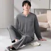 Pijama de hombre 2026 nuevo otoño algodón elástico manga larga talla grande conjunto de ropa para el hogar