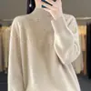 Suéter de Punto Trenzado Oreja de Trigo de Cuello Medio Alto de Moda para Año Nuevo para Mujer, Jersey Holgado Casual de Lana Completa con Mangas Largas