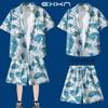 Vacaciones en la Playa Ropa de Baño para Hombre, Camisa de Viaje Isla Hainan Sanya, Conjunto de Dos Piezas Camisa Floral Hawaiana y Pantalones Cortos