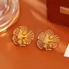 Pendientes Retro Estilo Hong Kong con Corte de Flor Plisada, Pendientes de Moda de Alta Gama y Elegantes para Mujer, Joyería de Estilo Popular de Nicho