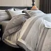 Juego de Cama de Felpa de Leche de Alta Calidad Juego de Cuatro Piezas Terciopelo Tallado Espesado Felpa de Doble Cara Sábana de Cama de Terciopelo Totalmente Mate Invierno Juego de Tres Piezas