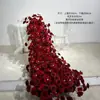 Suporte de Flores Artificiais em Cascata com Rodas para Decorações de Mesa de Casamento, Salões de Banquete de Hotel, Carrinhos de Aniversário, Adereços de Decoração de Casamento