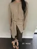 Guangzhou Trece Líneas HUMSMR 2026 Otoño Nueva Llegada 40% Lana Cardigan de Punto Simple Cuello Redondo G2015