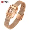 Reloj de Mujer Ofns Amazon Impermeable Lujo Ligero Cuadrado Pequeño Reloj de Cuarzo Casual de Negocios para Mujer Artículo Popular Transfronterizo