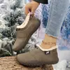 Botas de neve casuais femininas, com forro de fleece, sola grossa e de calçar, um item popular transfronteiriço, quentes e antiderrapantes para o inverno, com sola macia, perfeitas para mães