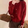Cárdigan de Lana Tejido Bordado con Patrón Irregular Suave Estilo Coreano para Mujer en Otoño e Invierno con Cuello Redondo Suéter Holgado...