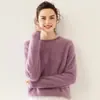 Nuevo suéter de 100% cachemira cepillada, suéter de forro polar de cachemira pura para mujer con un diseño único, top base de capa gruesa de nicho para otoño e invierno