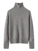 Ideas de Nicho Suéter de Lana de Gasa Colorida de Cuello Alto y Manga Raglán Tejido de Textura Única para Otoño/Invierno Ropa Versátil y Elegante para Mujer