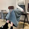 Falda de Mezclilla con Abertura Falda para Mujer Primavera 2025 Nueva Cintura Alta Adelgazante Cadera Falda de Línea A Cadera Falda de Longitud Media