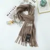 Cachecol de lã feminino outono e inverno 2024 novo cachecol de cor sólida meninas high sense coringa cachecol de cashmere espesso atacado
