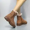 Botas de nieve antideslizantes para mujer, nuevo modelo de invierno 2026, cálidas de pelo de conejo, forradas de felpa, botas cortas engrosadas con cremallera lateral, botas de algodón del Noreste