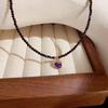 Collar de cadena de cristal negro elegante y sencillo de moda, de alta gama, ligero, de lujo, diseño de nicho, estilo de celebridad de Internet.