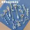 Accesorios para Uñas con Colgante de Perla y Circonita de Lujo Ligero, Decoraciones para Uñas Súper Brillantes de Estrella, Lazo y Borla de Celebridad de Internet