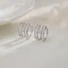Arete de Clip para Oreja Letra Doble Capa Estilo Vintage 2026 Pendientes Forma de Diamante Nariz de Cerdo Lujo Ligero H Zirconio Clip para Oreja Sin Perforación