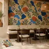 Impressão UV Adesivo de parede autoadesivo Galhos e folhas de frutas azul-laranja Decoração de restaurante Impressão personalizada atacado