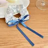 Scrunchie Listrado Retrô Estilo Coreano com Toque de Luxo, Acessório de Cabelo de Verão, Formato Quadrado, Suave com o Cabelo, Elástico para Rabo de Cavalo