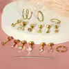 Novo Conjunto de 17 Peças de Pregos de Aço Inoxidável com Fundo Plano e Lábio de Pino, e Pregos de Nariz, Versátil e Exquisita Joia de Piercing de Nariz com Zircônia