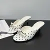 Primer Encuentro Temporada Estilo Hada Punta Redonda Lunares Tacón Fino Pantuflas para Mujer Primavera/Verano 2026 Rosa Hermoso Moño Pantuflas Deslizantes