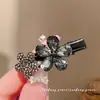 Pinza para el Cabello de Flor con Pedrería de Cristal Sintético Negro, Pinza Pequeña para Flequillo Lateral, Pasador, Pinza de Pato, Pinza Superior, Par de Pasadores para Mujer