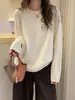 Tricô Feminino 100% Renda Gola Seda Lã Suave Exquisito Suéter Pulôver Elegante Camada Base Top