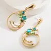 Pendientes de Ojo de Gato con Pedrería Estilo Medieval Europeo y Americano Aguja de Plata S925 Elegante Diseño de Nicho Estilo Palacio Pendientes de Alta Gama