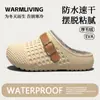 2026 Novo Outono Inverno EVA Impermeável Algodão Chinelos Femininos Xadrez Mais Veludo Quente Antiderrapante Casa Usável Peludos Sapatos