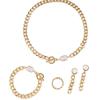 Conjunto de collar, pulsera, anillo y pendientes multicapa con personalidad y temperamento en forma de V para mujer