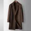 Casaco Masculino 2026 Outono e Inverno Comprimento Médio Lã Gola Alta Dupla Peito Trench Coat Juventude Casual Quente Jaqueta de Lã Dupla Face
