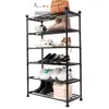 Estantería de Almacenamiento Multicapa Estante para Zapatos Multifuncional de Tubo de Acero Pintado Grosor Hogar Ensamblaje Sencillo Estilo Europeo Unidad de Estantería de Piso