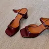 Novedad de Verano Sandalias de Tacón Alto Cuadradas para Mujer, 2026 Sandalias Elegantes de Correa Única Estilo Coreano con Hebilla y Tacón Grueso