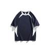 UNDREST Estilo Universitario Cuello Redondo Algodón Puro Marca de Moda Camiseta Manga Raglán para Hombre y Mujer Pareja Holgada Verano Manga Corta DT55