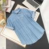 Camisa de Mezclilla Talla Extra para Mujer Manga Corta 7149