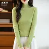 Camiseta básica de punto para mujer Andy velvet con cuello semi-alto acanalado sin costuras transfronteriza, suéter pullover de otoño e invierno al por mayor
