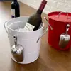 Cubo de hielo metálico engrosado para bares KTV, cubo de champán para uso comercial, cubo para cubitos de hielo, cubo creativo para cerveza y vino, cubo de almacenamiento de hielo