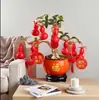 Cubo de la Fortuna Rojo Caqui Granada Calabaza Año del Caballo Festival de Primavera Flores de Año Nuevo Decoración de Ambiente de Festival de Primavera Adornos Decoración de Sala de Estar Entrada