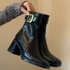Botas Negras~Botines de Tacón Alto con Punta Cuadrada para Mujer 2026 Otoño/Invierno Nuevo Estilo Súper Calientes Impresionantes Versátiles Botas de Tacón Grueso Adelgazantes