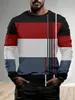 Camisetas de Manga Larga para Hombre con Bloques de Color Otoño e Invierno Europeas y Americanas, Cuello Redondo, Tops Casuales Cortavientos, Camisetas Deportivas