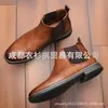 Botines Chelsea para Hombre Transfronterizos Zapatos de Hombre Pulidos Moda Retro Botines Cortos de Talla Grande para Hombre Botines Tobilleros Slip-On