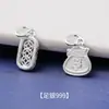 Plata Pura 999 Plata Maciza Atrae Fortuna Moneda Hueca de Cobre Bolsa de Dinero Colgante Cuerda Trenzada Hecha a Mano DIY Accesorio de Joyería de Plata