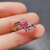 Anel de Safira Rosa Natural Transfronteiriço Acessórios Femininos Nicho Alto Padrão Joias de Prata 925 6*6 Venda Direta da Fábrica de Joias