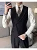 Chaleco para Traje Hombres y Mujeres Estilo Neutro Canalla Guapo Gama Alta Solapa de Arma Británica Negocios Ajuste Delgado Chaleco Traje Chaleco Casual